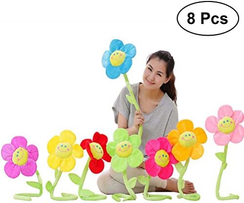 TOYMYTOY 8Pcs Plush Daisy Flower Toy Colorful Soft Stuffed Bendable Stems Flowers Toy for Kids Gift