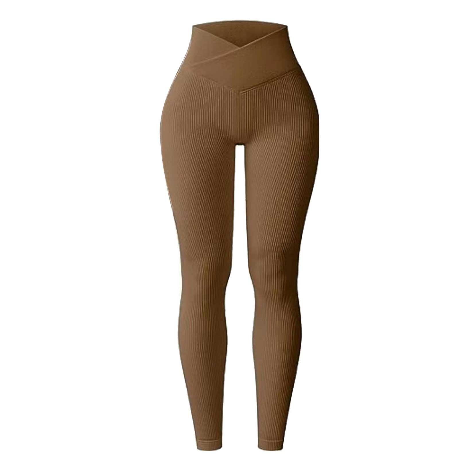 Leggings de Yoga Solides pour Femmes, côtelés, Taille Haute, Pantalons d'exercices décontractés