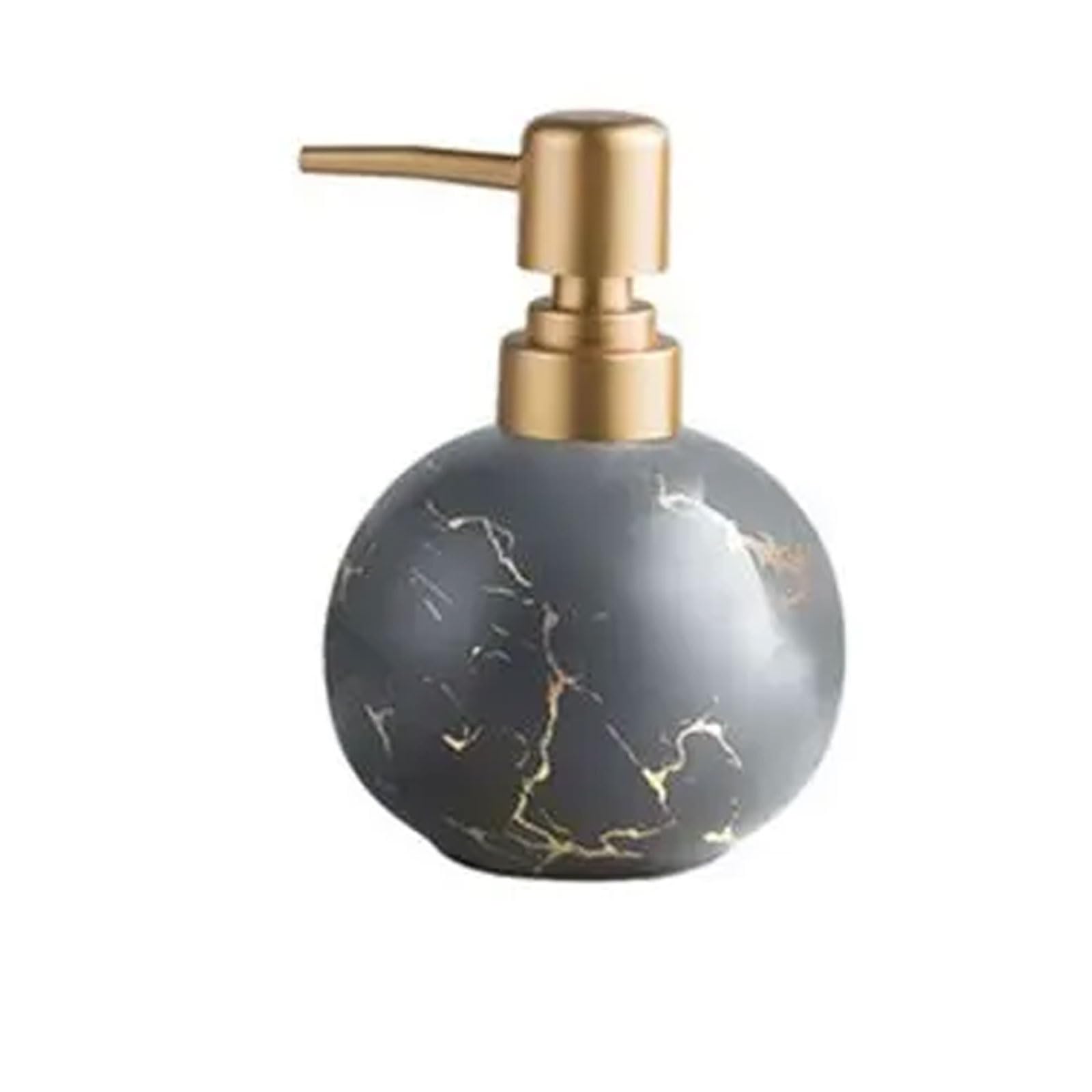 Marbling Round Ceramic Soap Dispenser 10.1oz, Multi-Color Marble Veins, Countertop for Kitchen Bathroom(Gray)
