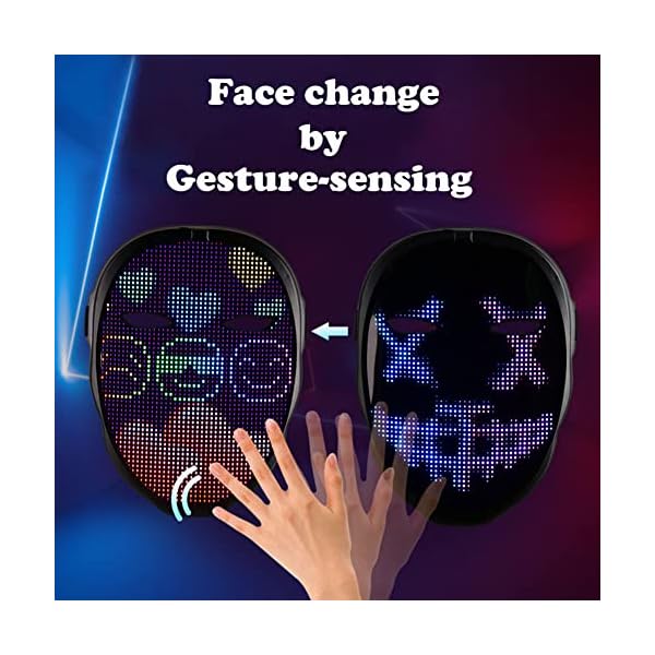 Face Transforming LED Mask with App Controlled - Programmable LED Halloween Mask Digital Luminous Mask for Costume Cosplay - Image 4