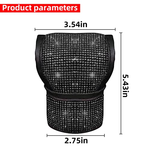 Zipelo Bling Car Gear Shift Knob Cover, Rhinestone Anti-Slip Comfortable Handbrake Cover, Diamond Set Shifter Cover For Women, Auto Interior Accessories Universal Fit Van Truck (Black) #TOP1