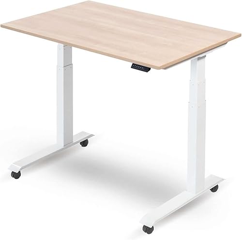 Miniatura 68 de Stand Up Desk Store Escritorio eléctrico de altura ajustable con memoria programable (marco blanco/parte superior blanca brillante, 48 pulgadas de