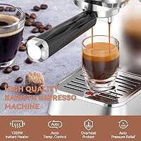 KitchenBoss Professionelle Siebträgermaschine Espressomaschine Siebträger: Espresso mit Milchaufschäumer, Kaffeemaschine 15 Bar, mit 1.2L Wassertank – Ansicht 3