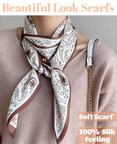 kcctoo 59” Long Silk Like Head Scarf Women's Fashion Square Neck Satin Scarfs for Bag Hair Scarves Gift 59 * 5.9”4