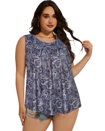 Image of Women Plus Size Tank Top Casual Summer Tops Loose Fit Sleeveless T Shirts Trendy Crewneck Tunic Tees 2026