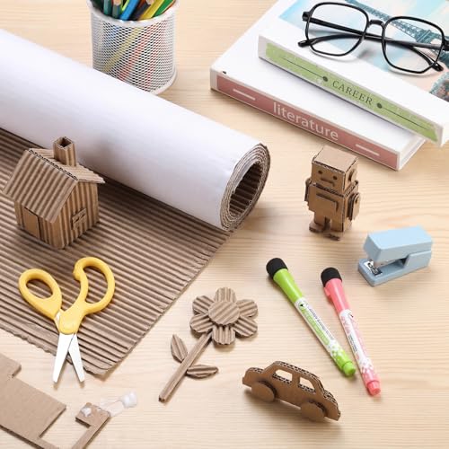 Image of MotiMind Corrugated Cardboard Roll, 24 x 400 Inch Single Face Cushioned | White,Wrap Corrugated Cardboard Paper for Shipping, Packing, Moving, Crafts & Floor Protection