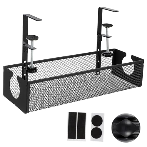 Organizador de cables para escritorio Bandeja portacables resistente de alambre metálico para oficina en casa miniatura 1