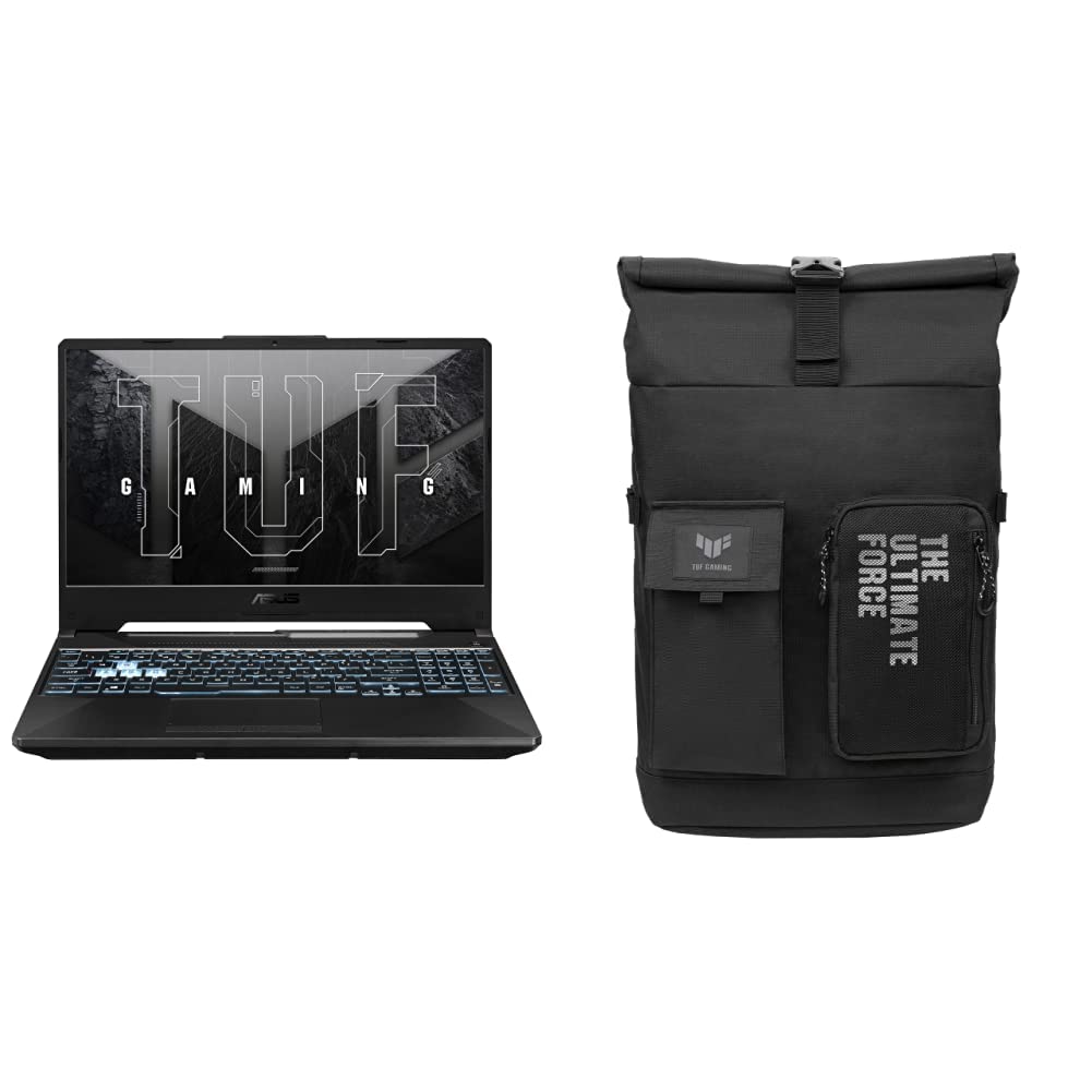 ASUS TUF Gaming A15, 15.6" (39.62 cm) FHD 144Hz, AMD Ryzen 9 5900HX, 6GB RTX 3060, Gaming Laptop, FA506QM-HN124W + VP4700 TUF 17" (43.18 cm) Backpack (Black)