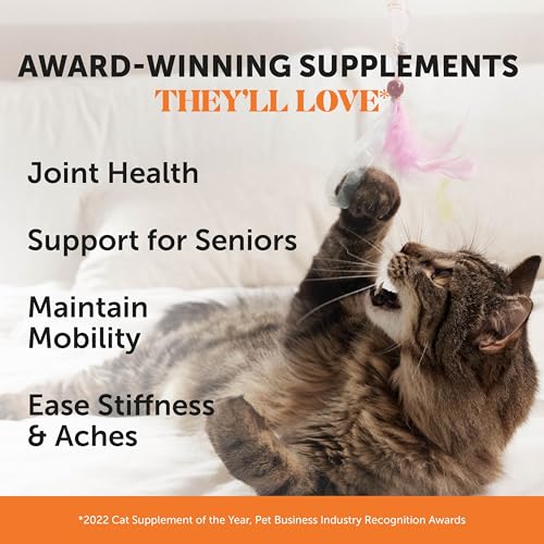 Image of Senior Cat Joint Supplement Crunchy Creamy Hip + Joint for Cats - Ease Mobility Stiffness with Glucosamine Chondroitin, Green Lipped Mussel, Flexibility + Joint Support Chews (90-Day Supply)