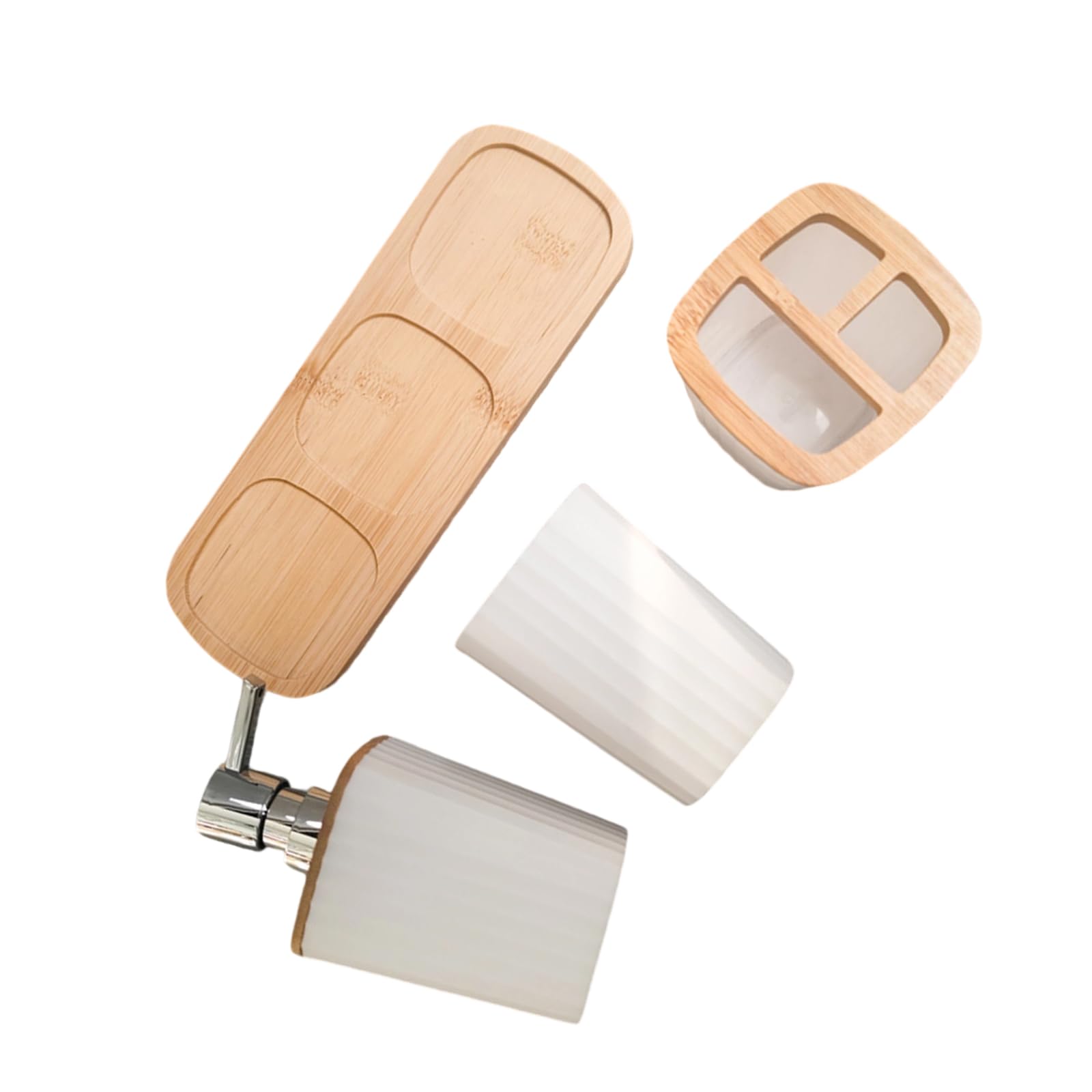 APGLSXY 4Piece Bathroom Set Durability Construction Includes Liquid Hand Soap Dispenser Bottle Toothbrush Holder Cup Bathroom Storage Set