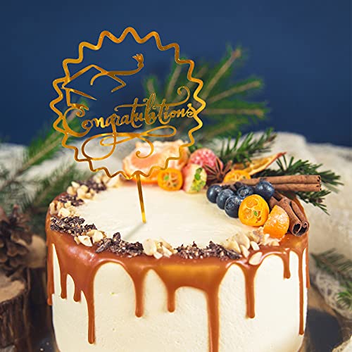 Whaline Graduation Cake Topper Gold Acrylic Cake Topper Congrats Grad You Did It Congratulations 5 Design Table Centerpiece Sticks Grad Party Food Appetizer Picks For Cake Decor Supplies, 10Pcs #TOP6