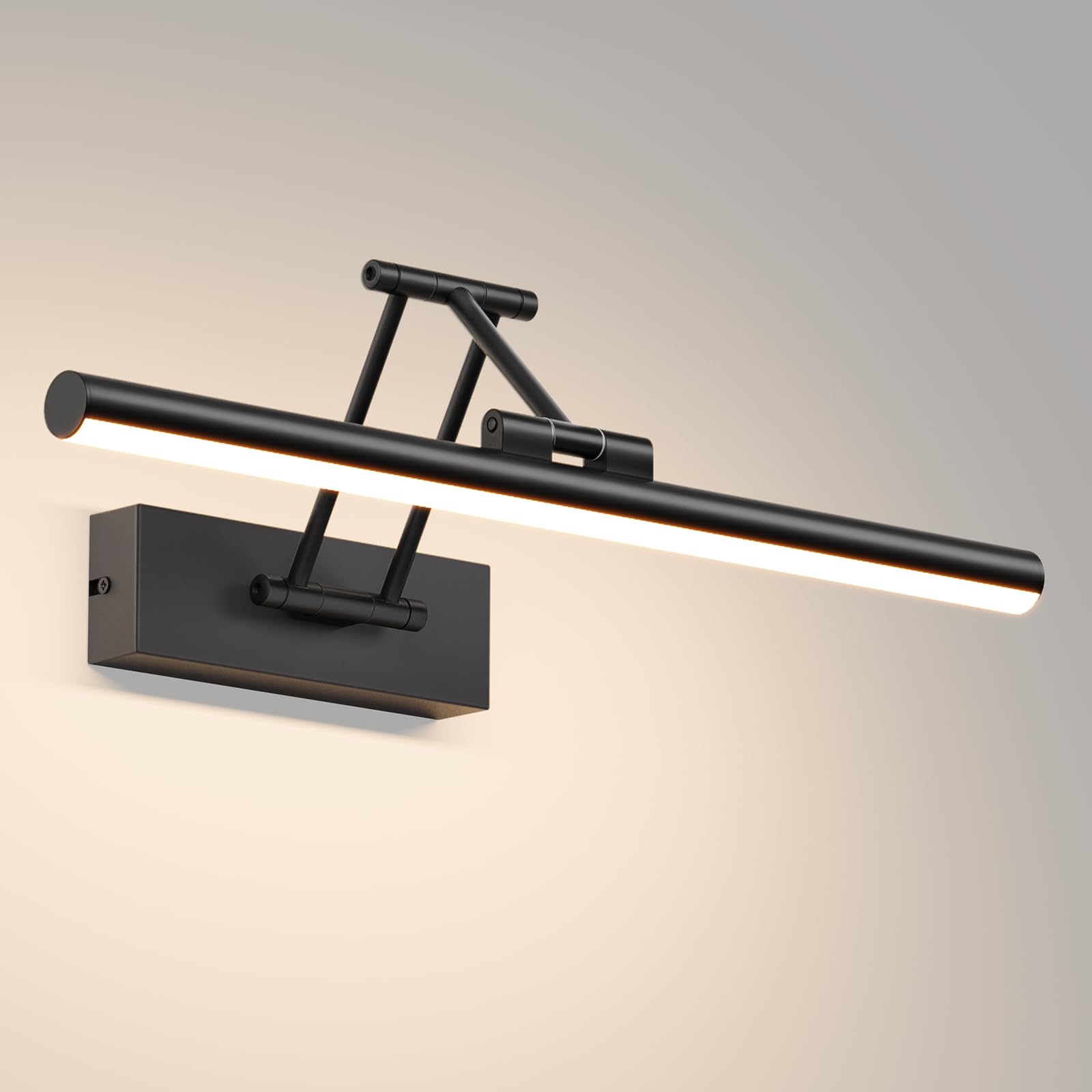 Klighten LED Spiegellampe Bad 40cm,Drehung Spiegellampen Spiegel für bad IP44, Spiegelleuchte Badezimmer 12W 970 LM,LED Badspiegelleuchten Badezimmerspiegel,Naturweiß 4000K,Schwarz