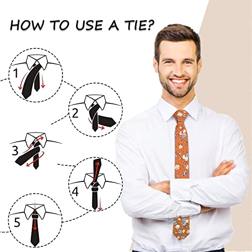 Image of Mantieqingway Men Skinny Tie Cotton Floral Necktie for Wedding Groomsmen Tie