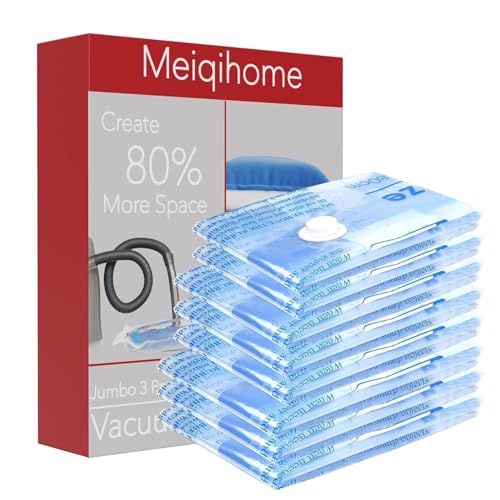 Image of MEIQIHOME Vacuum Storage Bags, Space Saver Sealer Bags,Vacuum seal bags for clothing, Pillows, Comforters, Blankets, Bedding,Travel,8 MEDIUM