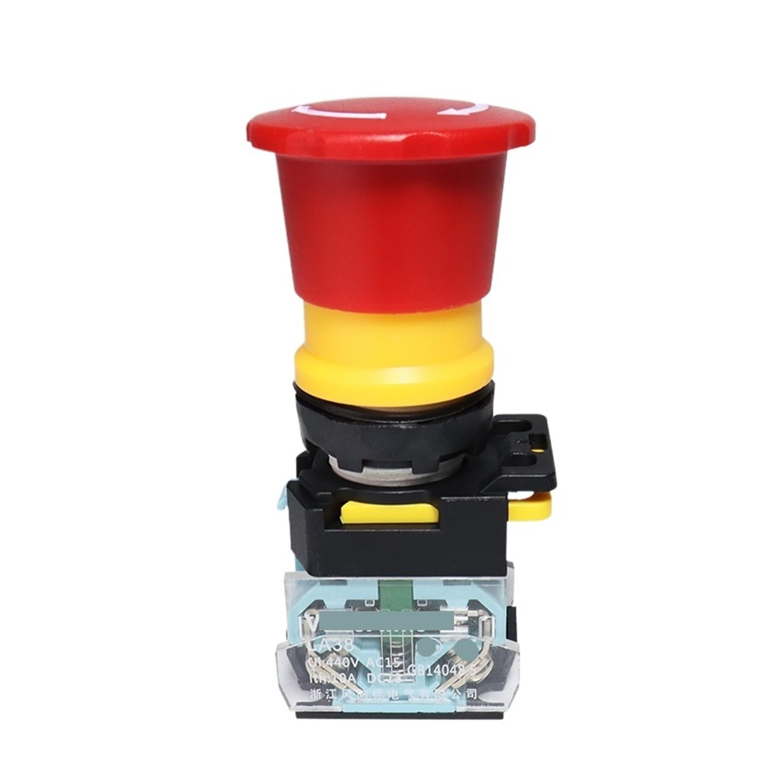 Interruptor de botón de parada de emergencia con fijación 22 mm 10 A FXB38 Botones rojos de parada de emergencia con cabeza de seta