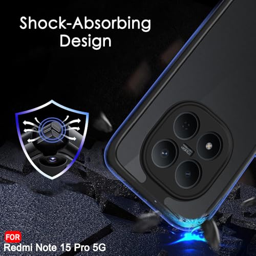Image of TheGiftKart Hybrid Shockproof Back Cover Case for Mi Redmi Note 15 Pro 5G | Camera Protection Module | Hard Back Cover Case for Redmi Note 15 Pro (PC & TPU, Translucent Smoke Matte Back, Black Sides)