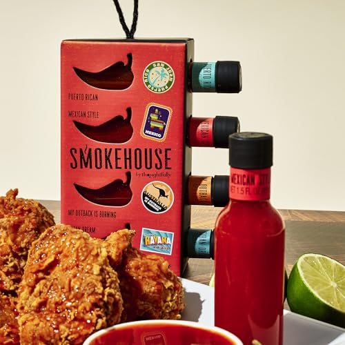 Smokehouse by Thoughtfully Global Hot Sauce Gift Set, Internationally Inspired Flavors Include Puerto Rico, Cuban & More, Set of 4
