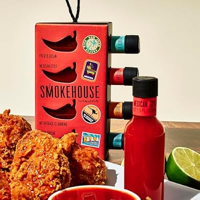 Smokehouse by Thoughtfully Global Hot Sauce Gift Set, Internationally Inspired Flavors Include Puerto Rico, Cuban & More, Set of 4