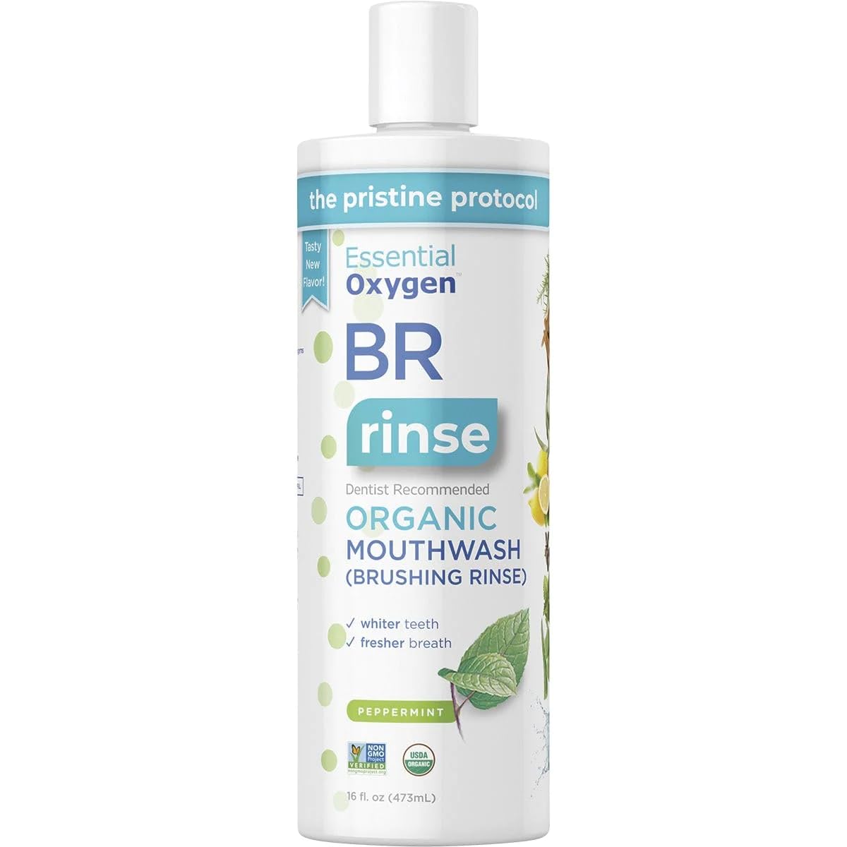 Essentialoxygen Organic Peppermint Brushing Rinse, 16 Fz