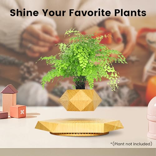 Magnetic Levitation Floating Plant Pot, Magnetic Levitating Plant Pot for Plants 360°Rotating Levitating Desk Decor for Home & Office, Tech Gadgets Gift for Lovers Birthday Christmas, Floating Planter — view 5