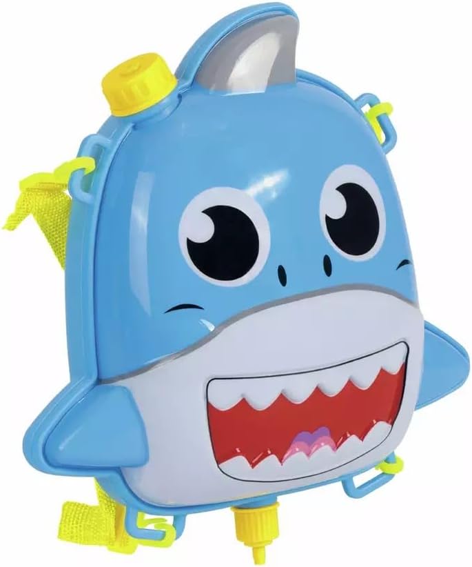 Shark Water Blaster Backpack Water Gun, Blue, Kids Outdoor Summer Toy with Squirt Gun and Hose