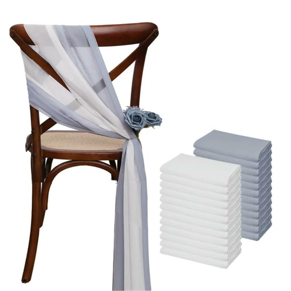 Eleganckie szałwiowe zielone szyfonowe paski na krzesła - zestaw 24 sztuk, 17 x 275 cm, idealne do pokrowców na krzesła weselne, piękna wstążka na wesele