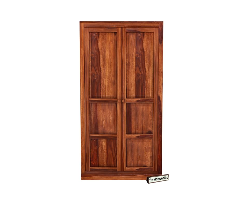 Image of Sheesham Wood Wardrobe with 3 Drawer and 4 Shelves Storage for Bedroom Wooden Almirah for Clothes for Living Room Bedroom Home, Solid Wood Furniture (Brown)