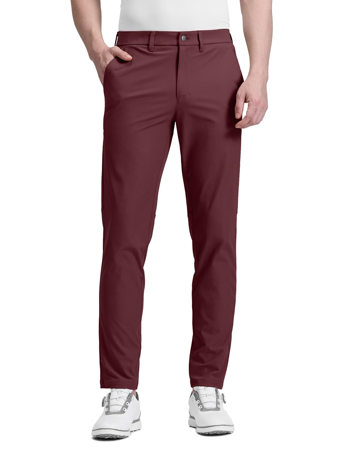 CRZ YOGA All Day Comfy Golf Pants 28"/30"/32"/34"/36" | Decent Stretch, Wrinkle-Resistant, Casual, Slightly Tapered Leg, Flat Front, Pockets, Trousers for Men 36W x 30L Dark Red