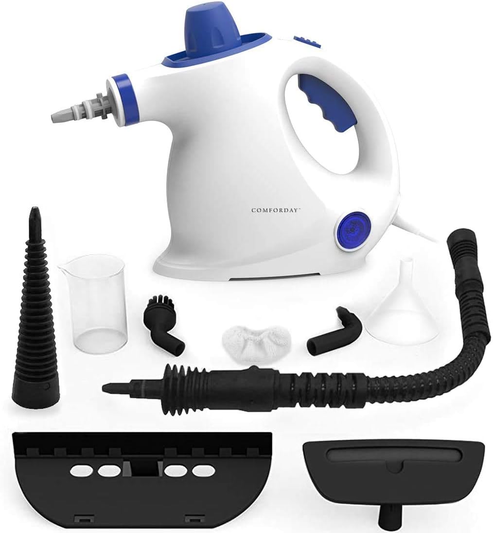 Comforday Steam Cleaner handheld-Multi-Purpose Pressurized with 9-Piece Accessories, Portable Hand held steamer for Stain Removal, Carpets, Car Seats, Floor, bathroom cleaner