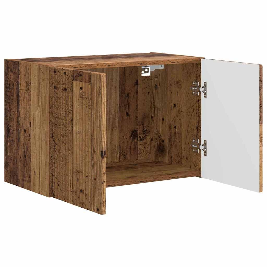 Mobile da parete per TV, in legno anticato, 59,5 x 31 x 40 cm, con 2 ante e ripiano, credenza bassa per soggiorno, camera da letto, home theatre, gaming, angolo, spazio per multimediali