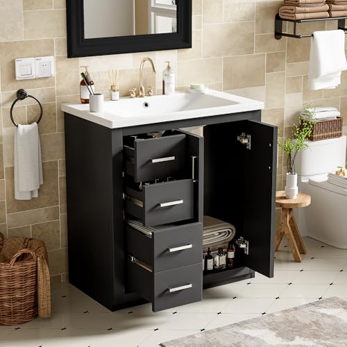 image for Merax 30'' Bathroom Vanity with Ceramic Sink Combo, Solid Wood Frame B