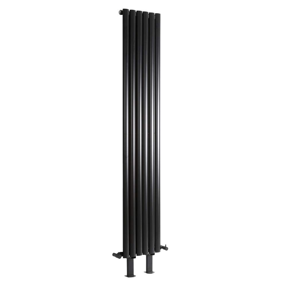 Milano Aruba Black Vertical Single Oval Panel Radiator Feet - 1780mm x 354mm