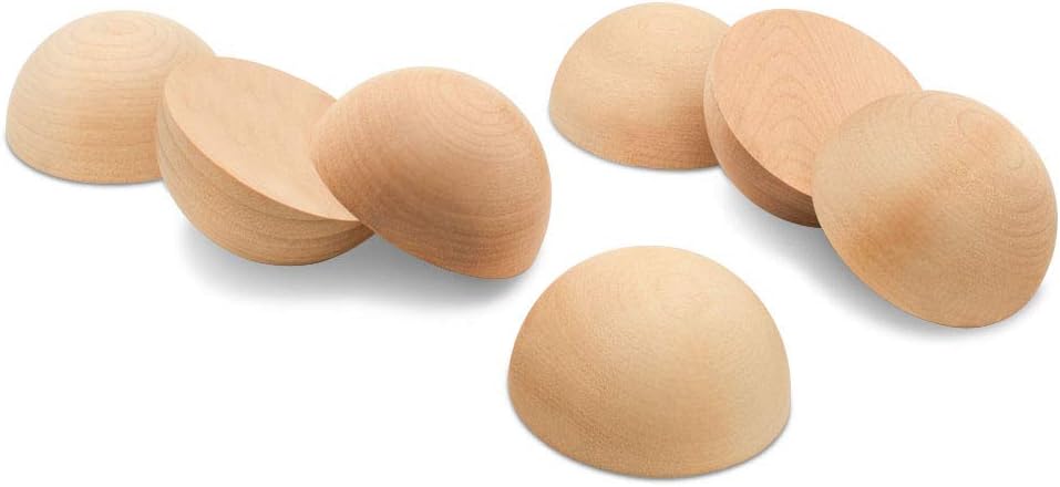 Wooden Split Balls 2-1/2 inch, Pack of 6 Wood Half Balls for Crafting and DIY Wreaths, by Woodpeckers