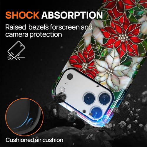 Coque rigide iPhone 17 Pro Max antichoc silicone vitrail de Noël premium - 5