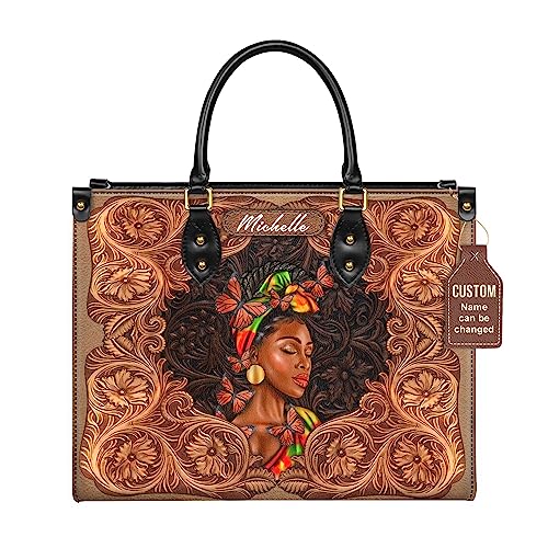 Personalized Black Queen Leather Bag, African American Purse, Afro Black Girl, Gift for Mom, Christmas Gift
