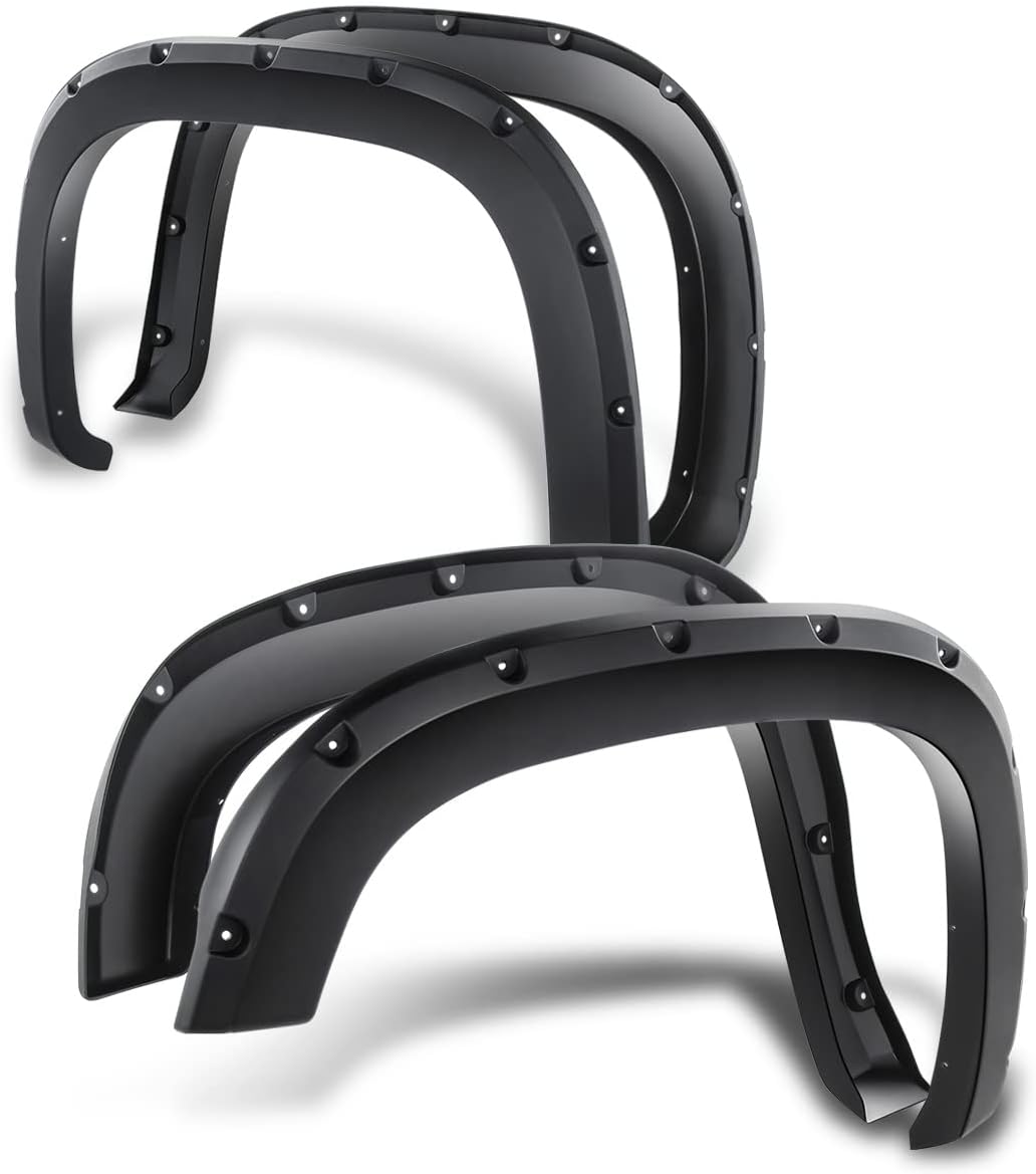 DNA MOTORING WF-81021-MBK Printable Pocket-Riveted Wheel Fender Flares Compatible with 07-13 Sierra 1500/07-14 Sierra 2500HD & 3500HD 97.6" 78.7" 78" Fleetside Bed, Matte Black