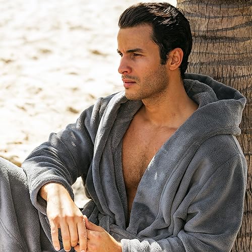 Alexander Del Rossa A0125STLXL Mens Robe, Plush Fleece Hooded Bathrobe Men, Men'S Bathrobes thumb #3