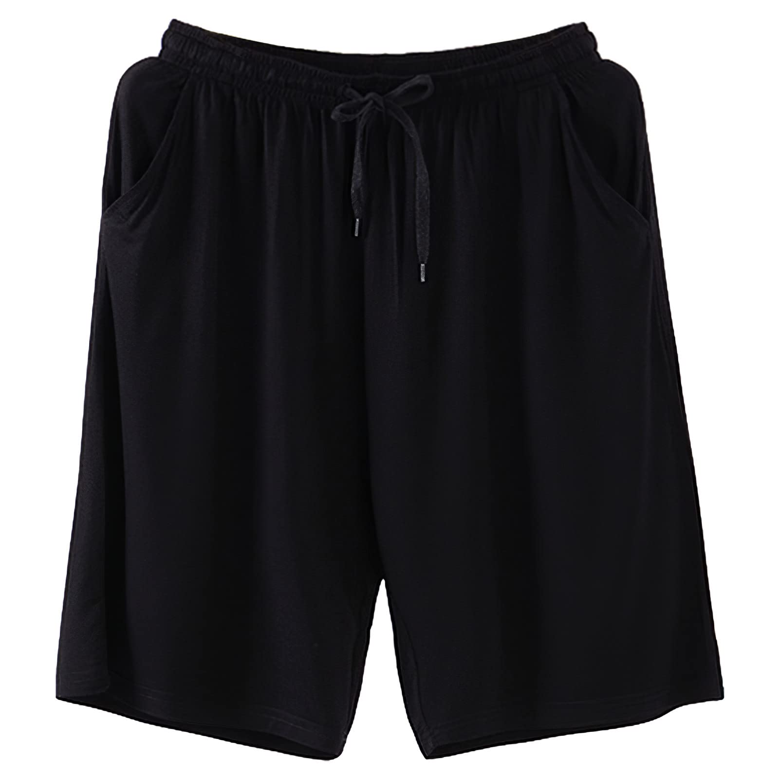 Homme Grande Taille Lot de 2 Bas de Pyjama Court Extensible Léger Short de Nuit Short Maison Intérieur avec Poches S-6XL