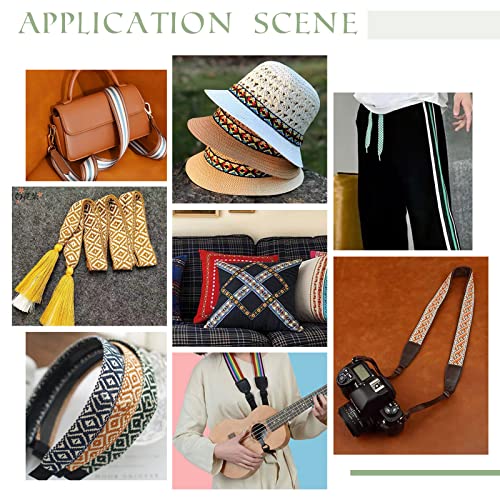 Wadorn 3 Colors 7/8 Inch Jacquard Ribbon Trim, 5 Yards Boho Embroidered Lace Trim Vintage Geometric Woven Ribbon Fabric Bias Tape Diy Clothing Straw Hat Bag Sewing Craft Accessories Christmas Decor #TOP1