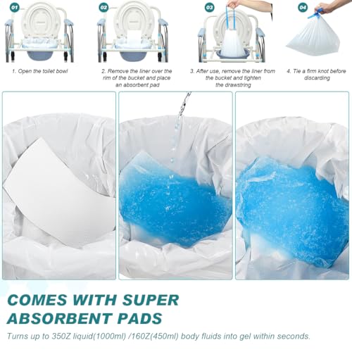 Toilettenbeutel mit saugfähigen Pads Tragbare Toilettenbeutel Einweg-Kommode Toiletteneinlagen Bettpfanneneinlagen 20 Stück Toiletteneinlagen mit 20 Saugfähigen Pads
