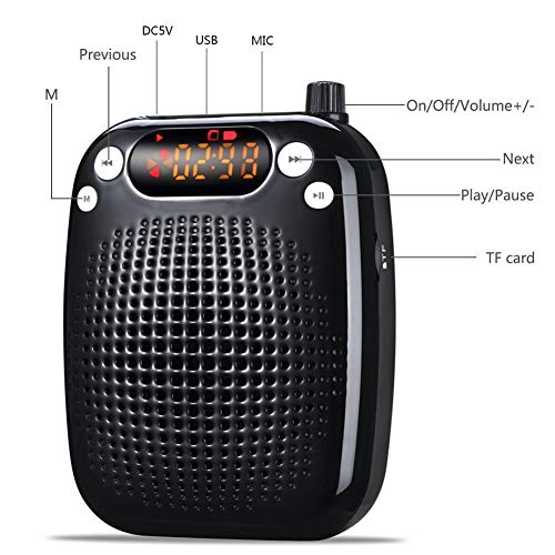 Stimmverstärker mit Mikrofon Tragbarer Sprachverstärker SHIDU S611 Mini-Lautsprecher mit UHF drahtlosem Mikrofon-Headset 2000mAh PA-Lautsprecher für Lehrer, Klassenzimmer, Tour Guide