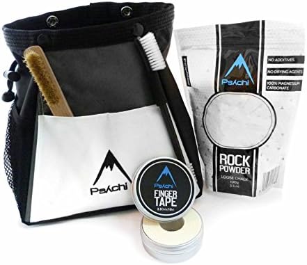 Psychi Abyss Chalk Bouldering Bucket Stand Bag Starter Bundle for Bouldering Rock Climbing with Chalk Tape and Brush