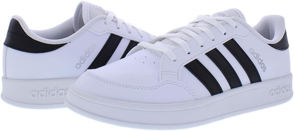 adidas BREAKNET Womens Shoes Size 8, Color: Cloud White/Black/Silver Metallic - Image 2