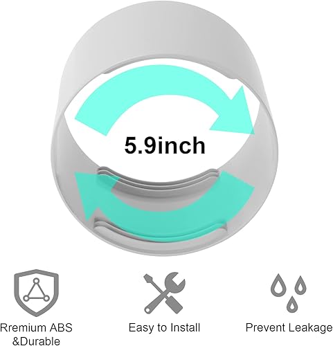 Miniatura 2 de UNAOIWN Manguera de aire acondicionado portátil con acoplador, 5.9 pulgadas5.9 in en sentido antihorario conducto de ventilación de escape universal