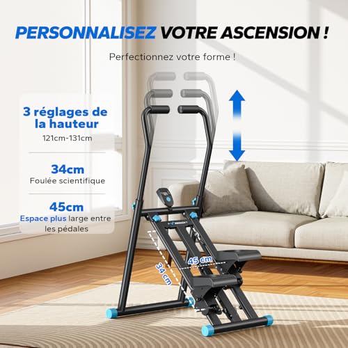 MERACH Stepper Escalier,2025 Stair Stepper Pro,Stepper Fitness Appartement pour la Maison avec résistance réglable en 3 étapes,Folding Cardio Vertical Sport Climber avec Guidon réglable pour Büro – Image 5