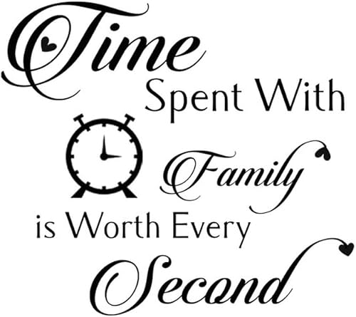 Calcomanías murales personalizadas con texto en inglés Time Spent with Family is Worth Every Second  (Tiempo que pasa con la familia vale la pena