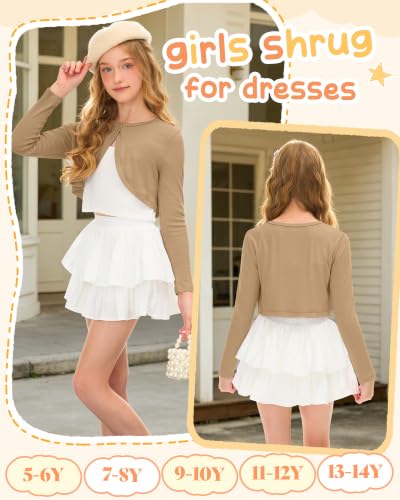 Image of Girls Uniform Cardigan | Cropped Bolero Shrug with Long Sleeves, Button Front Knit Sweater, Soft Preppy School Cardigan for Cute Daily Wear