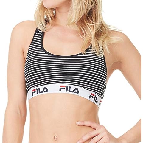 Fila Women's Cotton Sports Bra in Stripe Black Cover