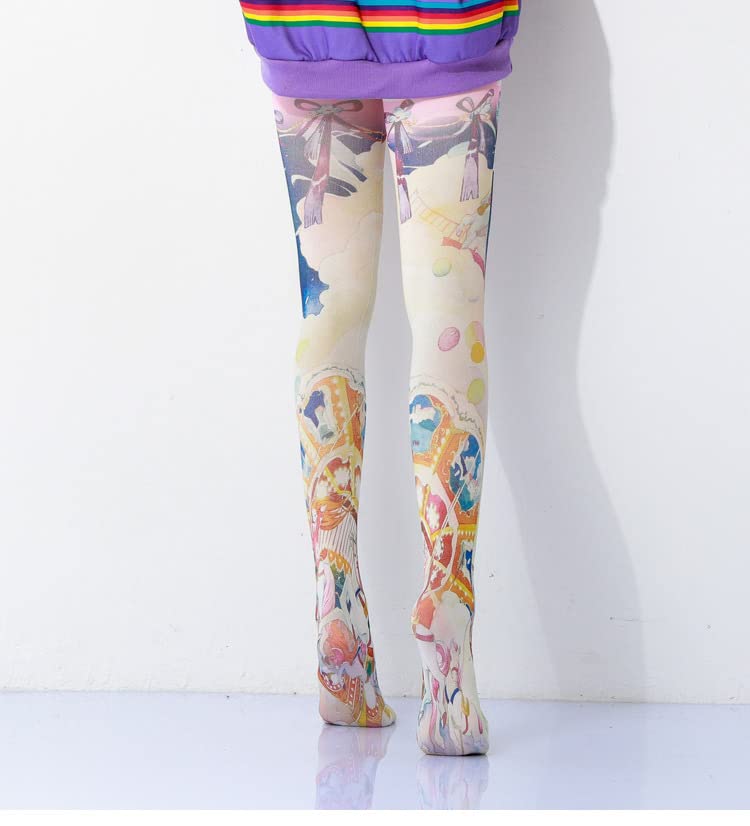 Image of Sahabowi Women's Sheer Tights, Digital Print Designs Stockings
