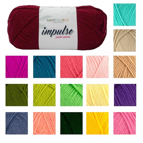 Image of WOAFashions Impulse Hand Knitting & Crochet Yarn, Premium Acrylic, 4 : Medium (Rouge) (3x100gms / 3.5oz / 200mtr / 218yds)